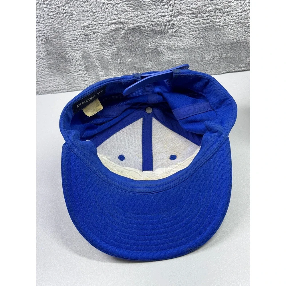 Holy Cow Decky Blue Flat Bill Hat Breathable Adjustable Snapback Mens Cap